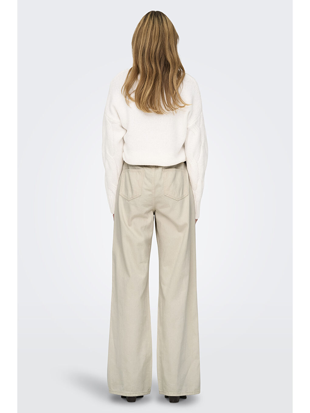 Ekru Onlsilla % 100 Pamuk Relaxed Fit Normal Bel Geniş Paça Jeans  15328125-2
