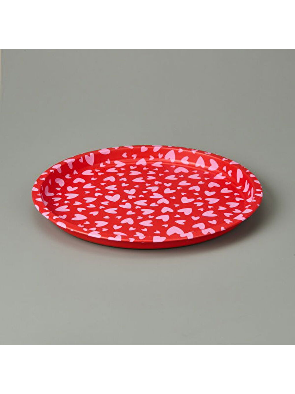 Kalpli Metal Tepsi - Kırmızı / Pembe - 35x35 cm