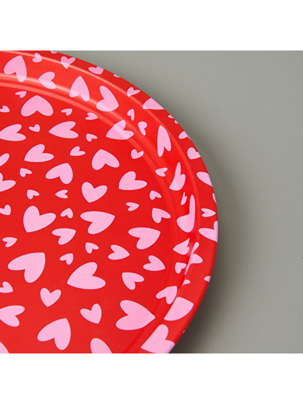 Kalpli Metal Tepsi - Kırmızı / Pembe - 35x35 cm-1