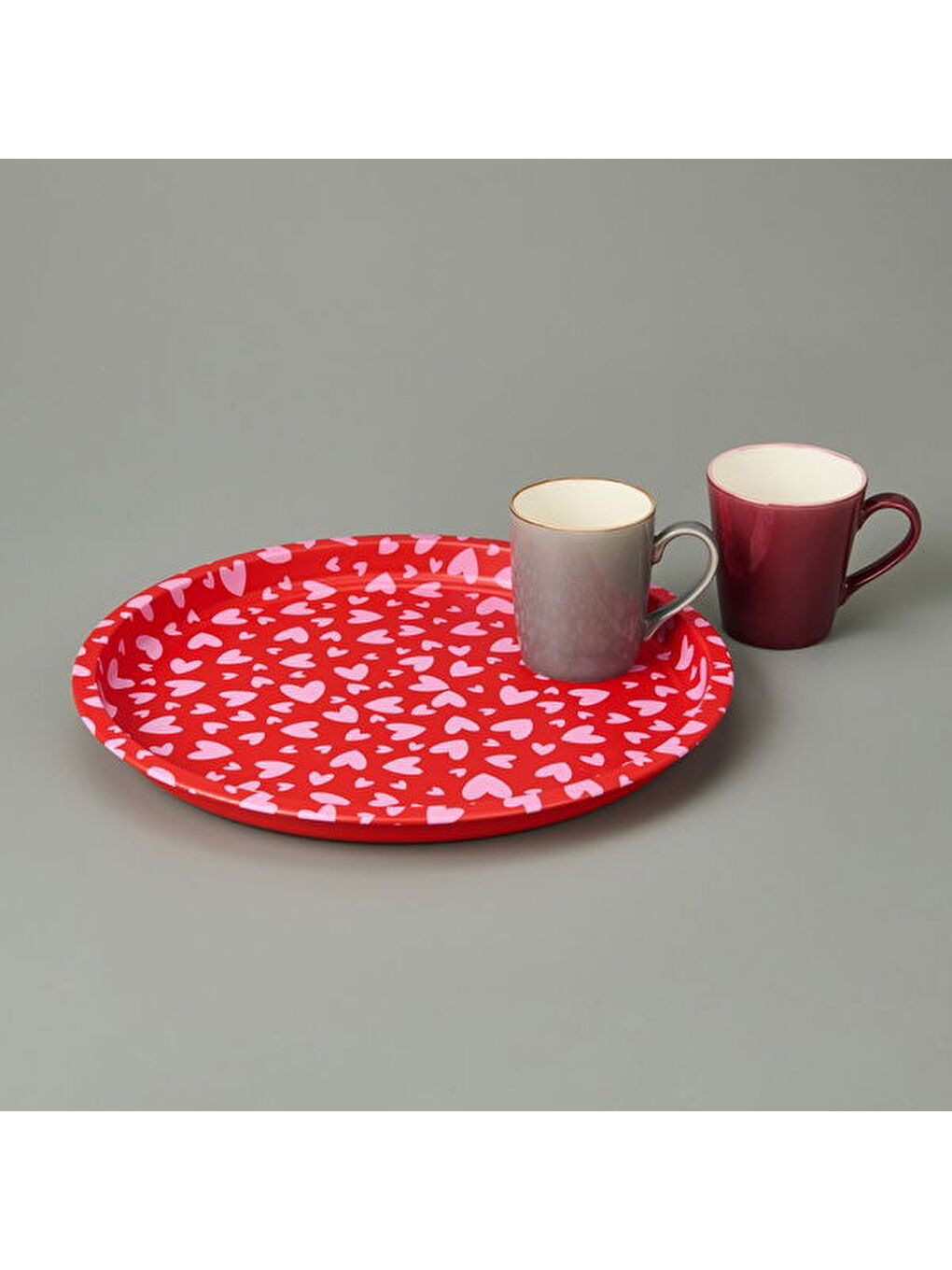 Kalpli Metal Tepsi - Kırmızı / Pembe - 35x35 cm-3