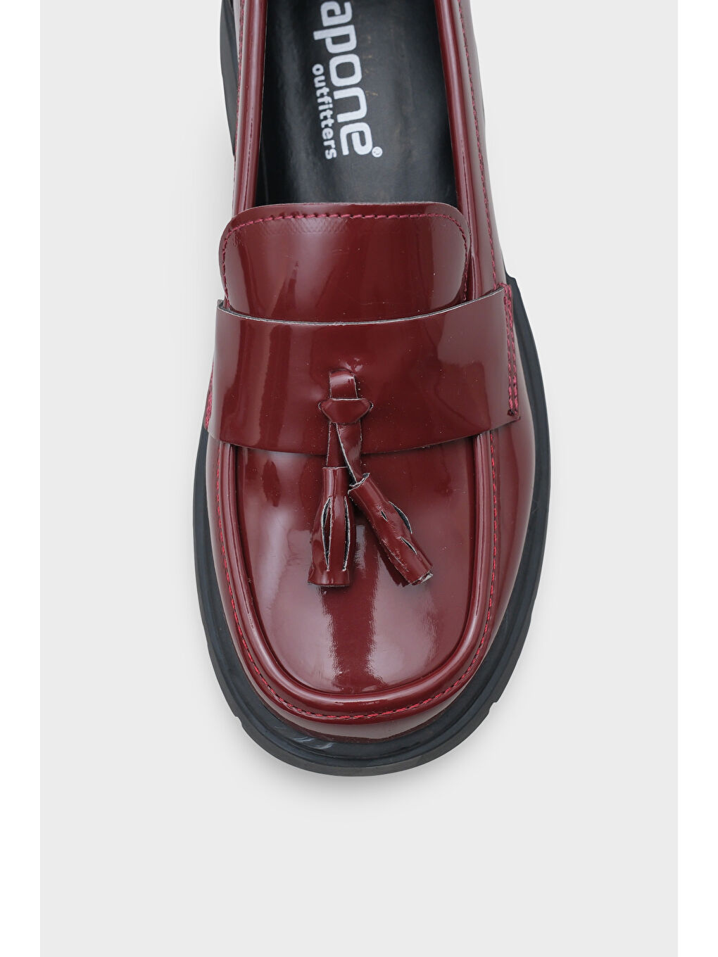 Bordo Elga Trak Tabanlı Püsküllü Kadın Loafer-2