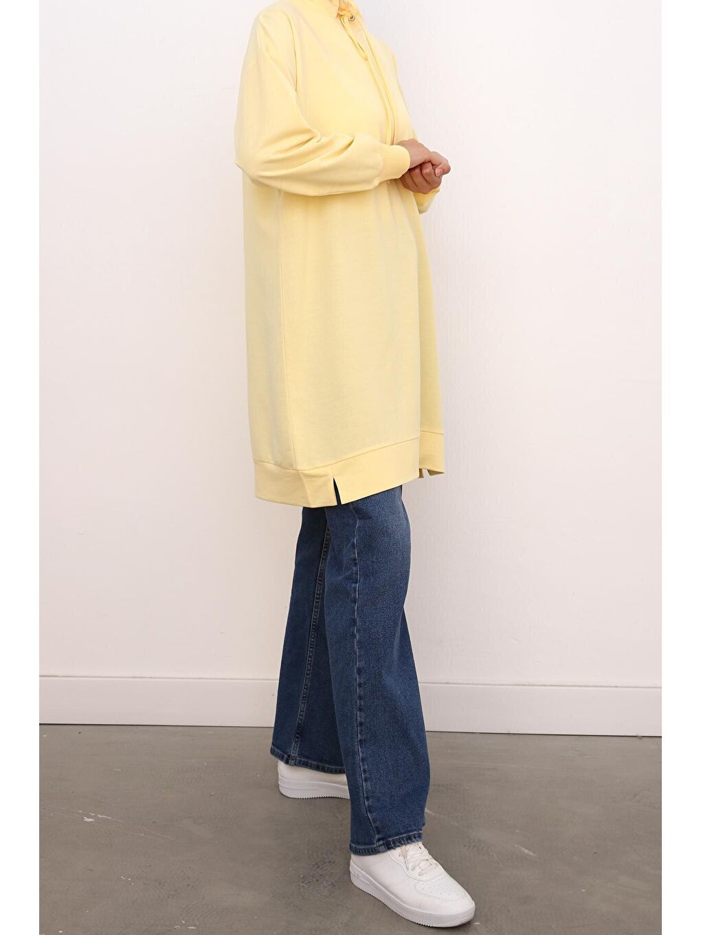 Sarı Kuşgözlü Rahat Kalıp Sweat Tunik-3