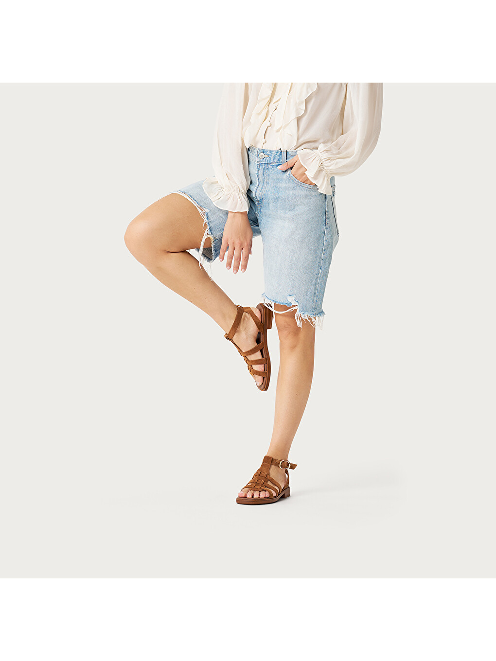 Kahverengi Kadın Sandalet 87B7 VELOUR-S-5