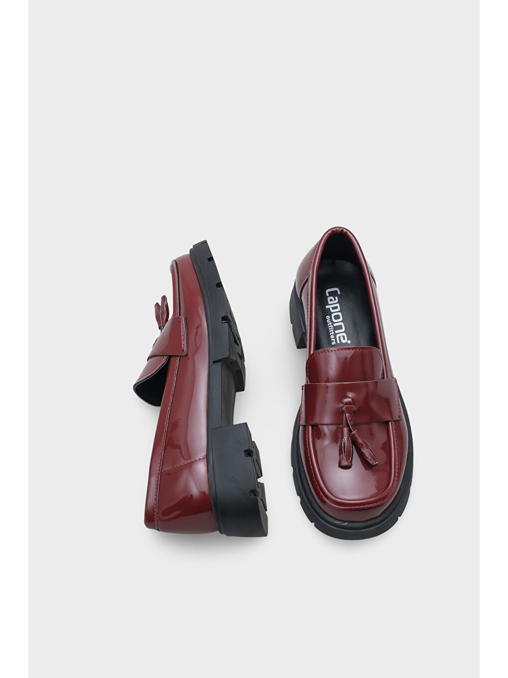 Bordo Elga Trak Tabanlı Püsküllü Kadın Loafer-4