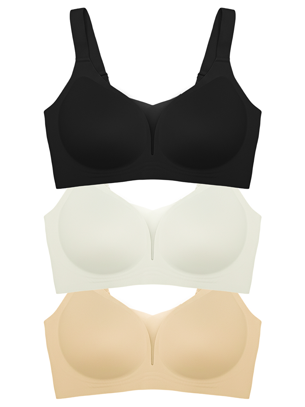 Karışık Seamless Bra - Shape | Lazer Kesim Dikişsiz Toparlayıcı Büyük Beden Tüllü Kadın Sütyen 3'Lü Paket
