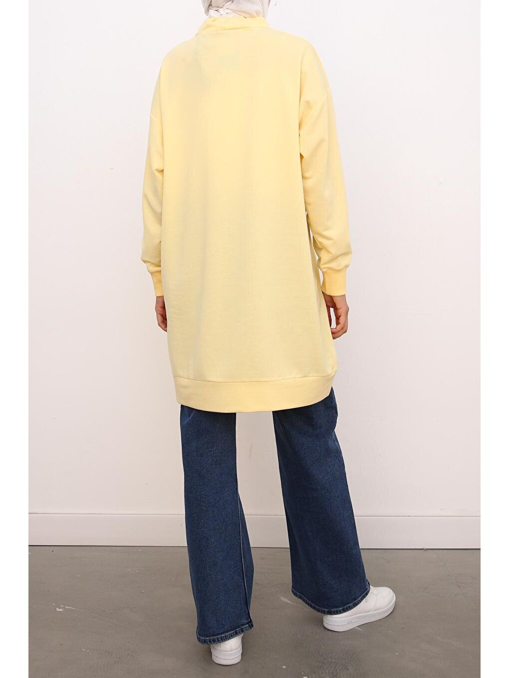 Sarı Kuşgözlü Rahat Kalıp Sweat Tunik-4