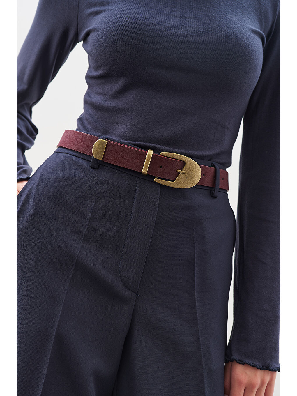 Antik Tokalı İnce Kemer Bordo