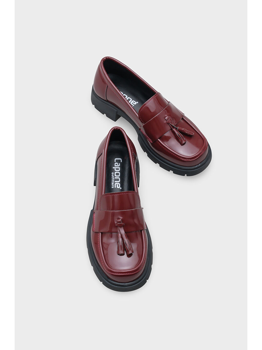 Bordo Elga Trak Tabanlı Püsküllü Kadın Loafer-5