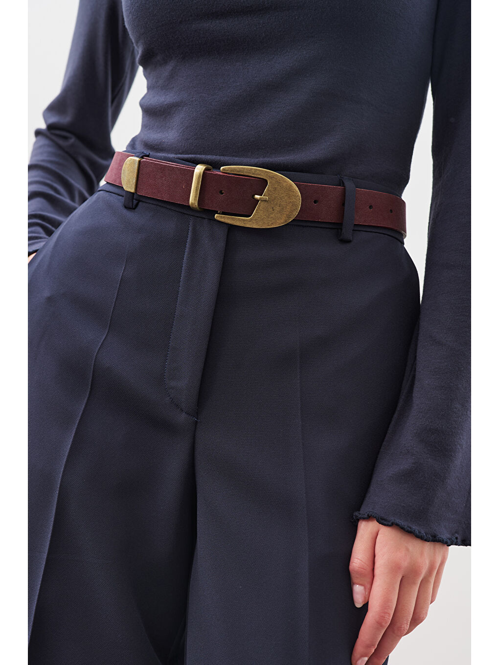 Antik Tokalı İnce Kemer Bordo-1