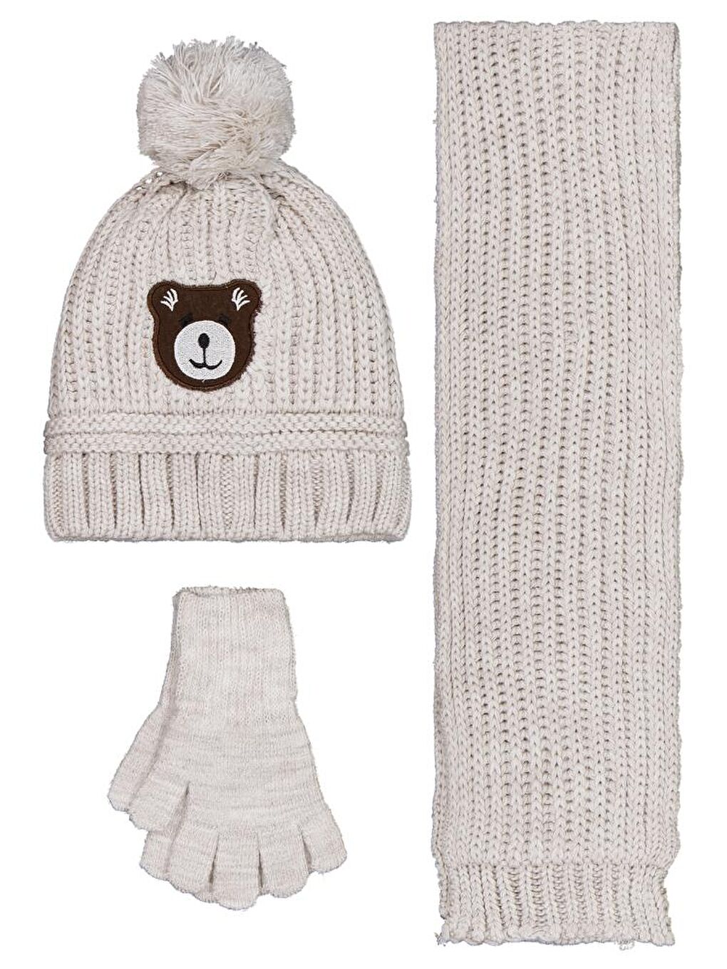 Boys 2-5 Yaş Atkı Bere Eldiven Set - Gri Standart