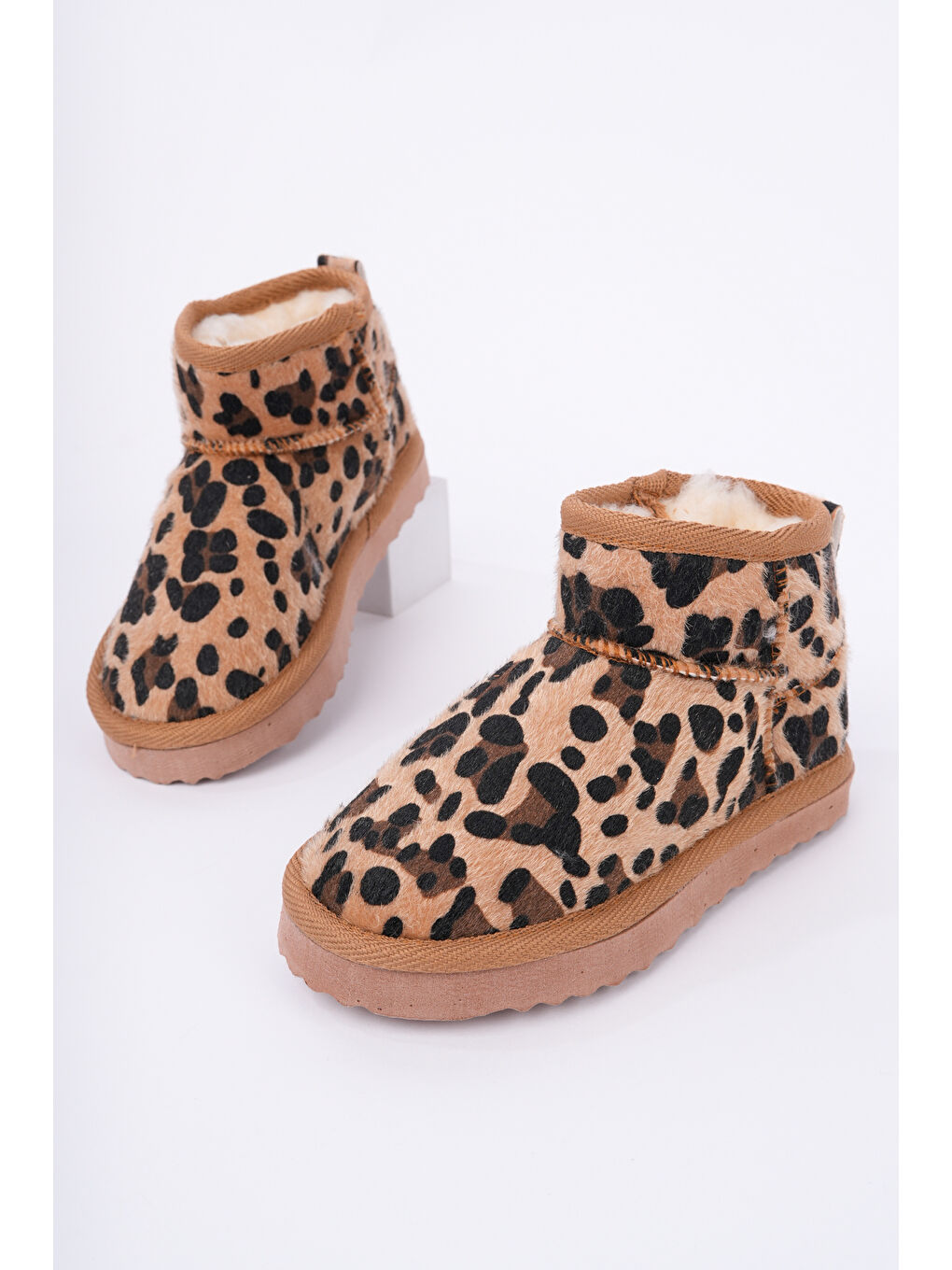 Bej Retro İçi Kürklü Soğuk Geçirmez Çocuk Bot-4