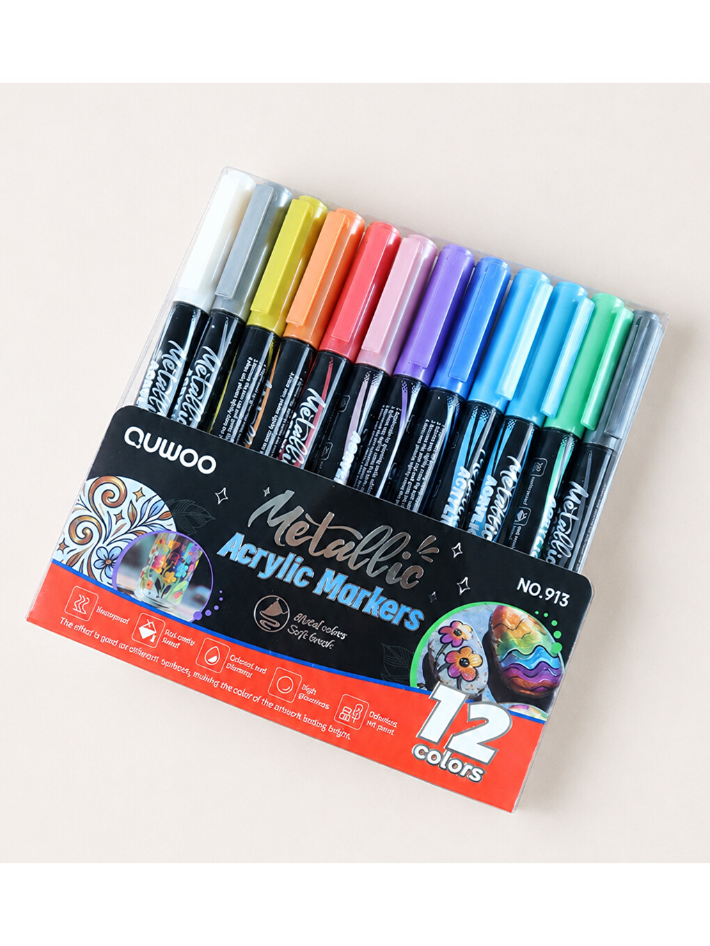 12 Renk Metalik Akrilik Kalem Set-1