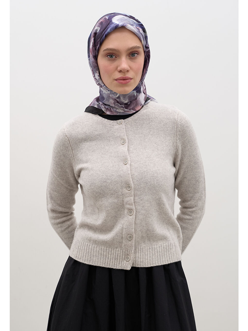 Nerıssa Desen Pamuklu Viskon Eşarp Mor