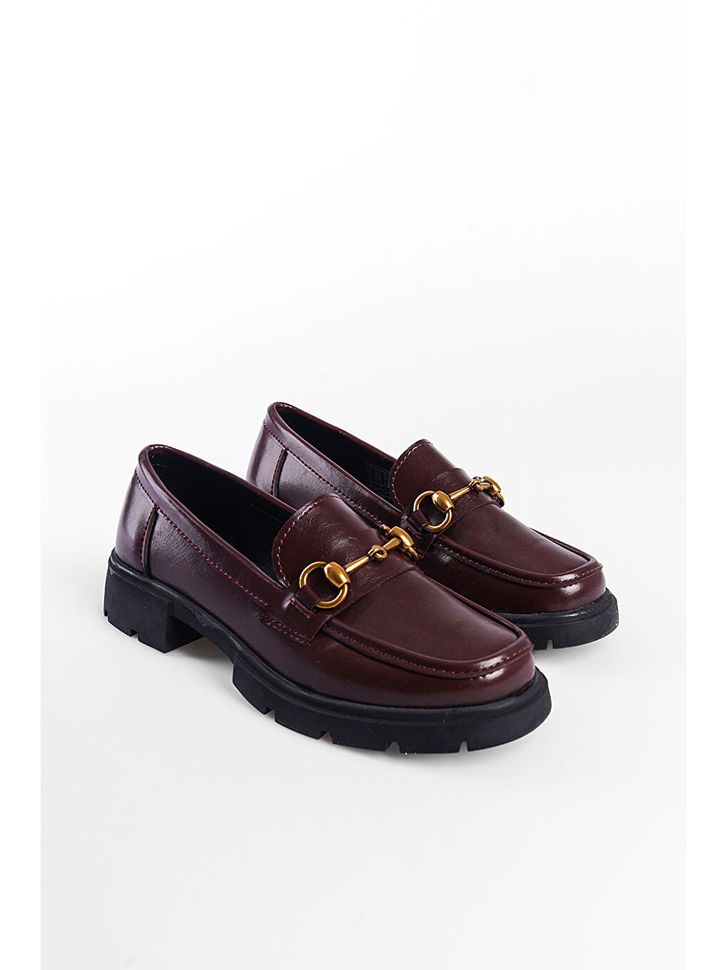 Bordo Jessie Trak Tabanlı Metal Tokalı Kadın Loafer