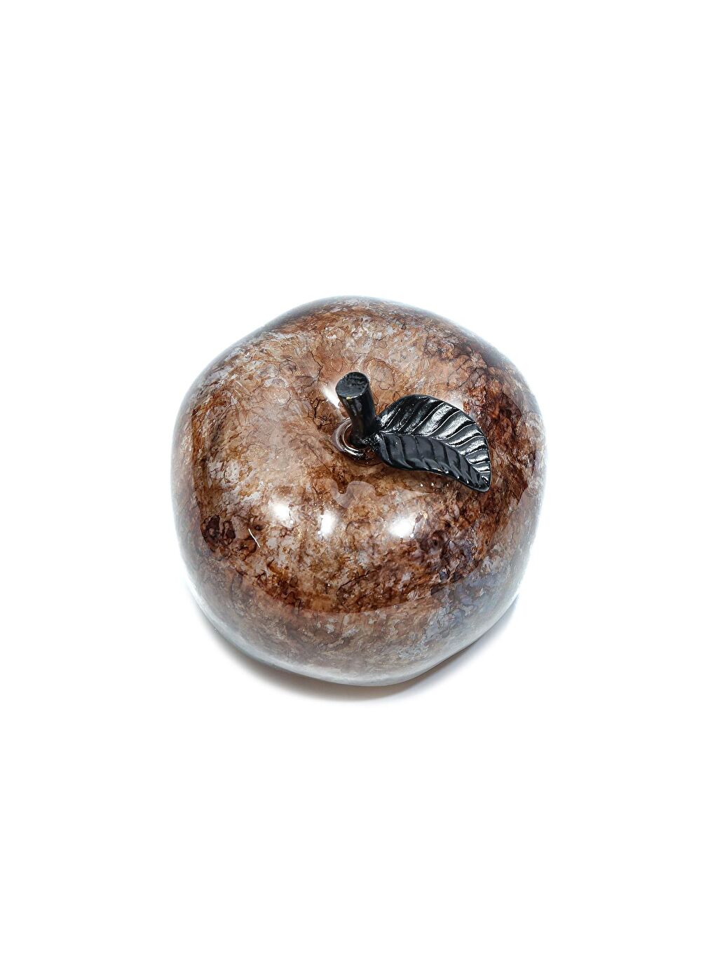 Kahverengi Dekoratif Amber Apple Heykel (16 cm)-3