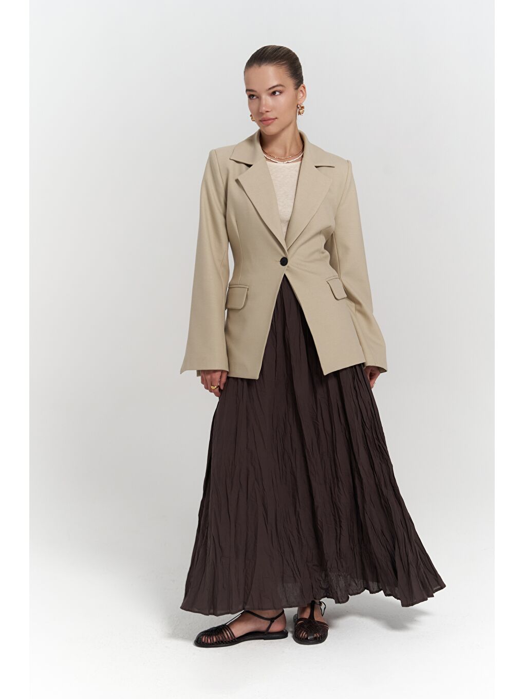 Mai Collection Yeşil Lecco Dar Kesim Olive Green Blazer