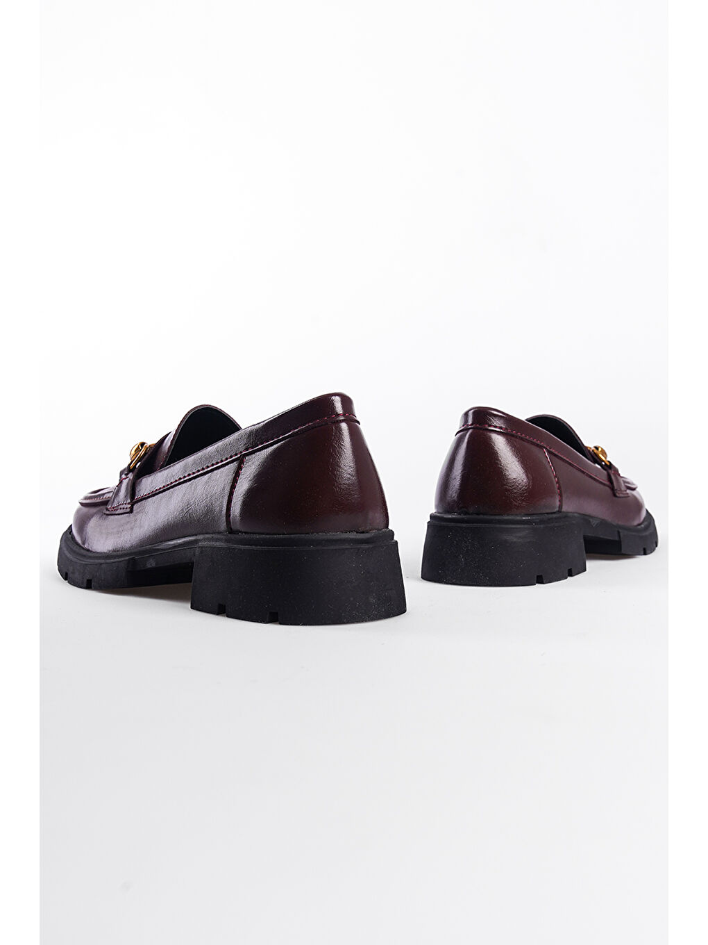 Bordo Jessie Trak Tabanlı Metal Tokalı Kadın Loafer-2