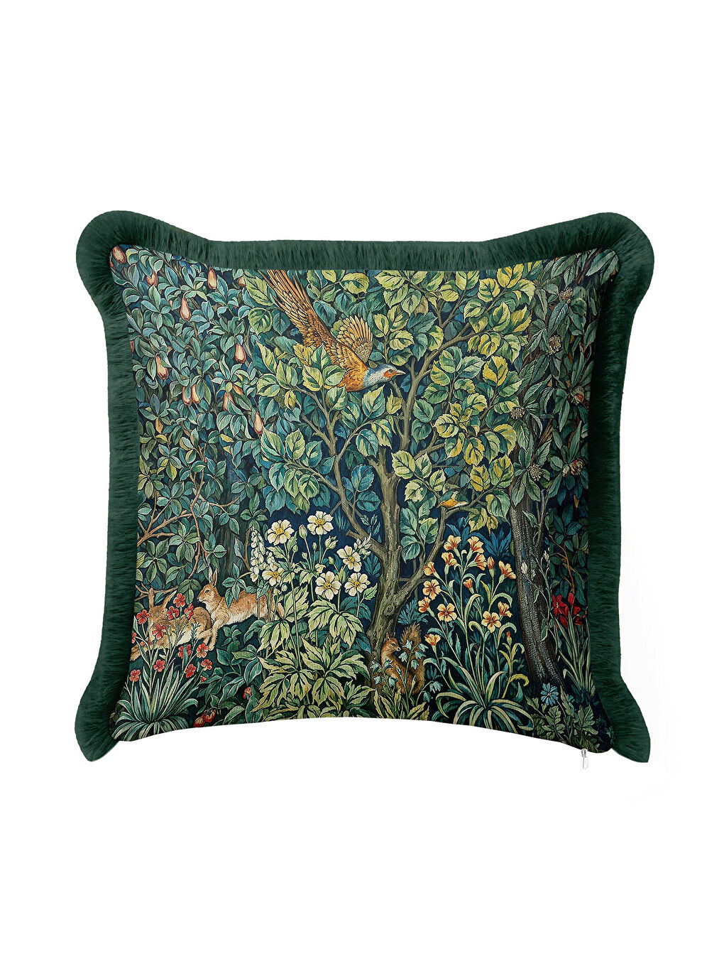 Karışık Lüks Doğal Bahçe Saçaklı Yastık Kılıfı - Vintage Orman Bohem Yeşil Püsküllü Kırlent Kılıfı-4