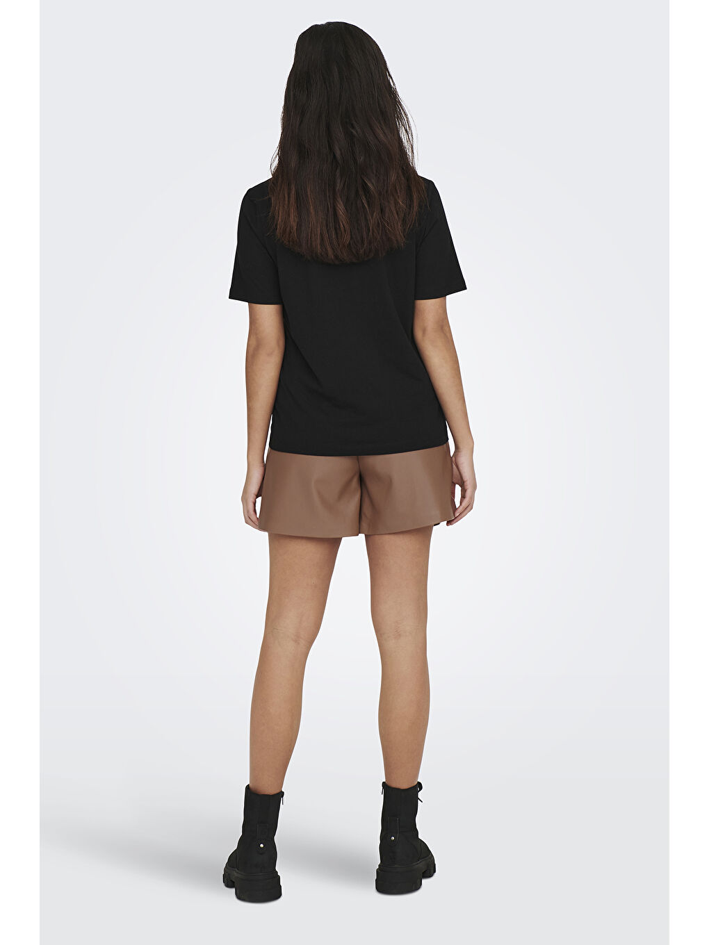 Siyah Onlonly % 100 Pamuk Regular Fit Bisiklet Yaka T Shirt 15270390-3