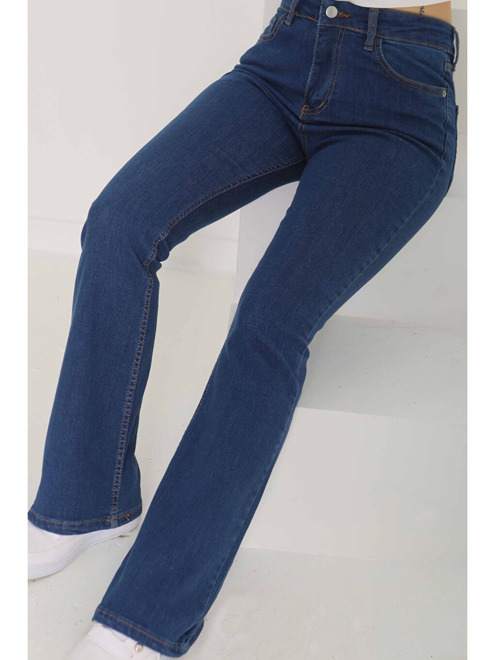 İspanyol Paça Jean Pantolon Koyu Mavi   26825