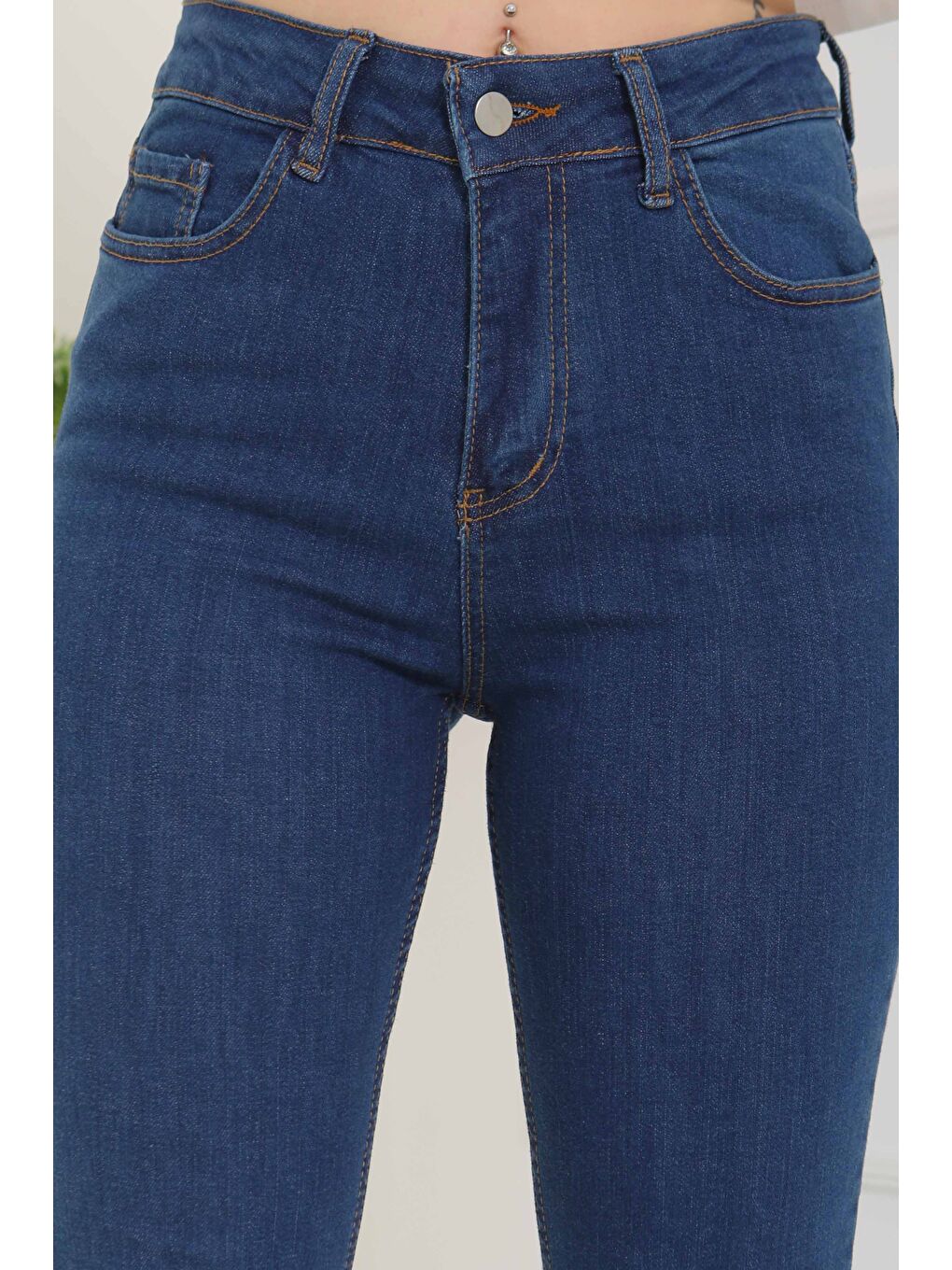 İspanyol Paça Jean Pantolon Koyu Mavi   26825-3