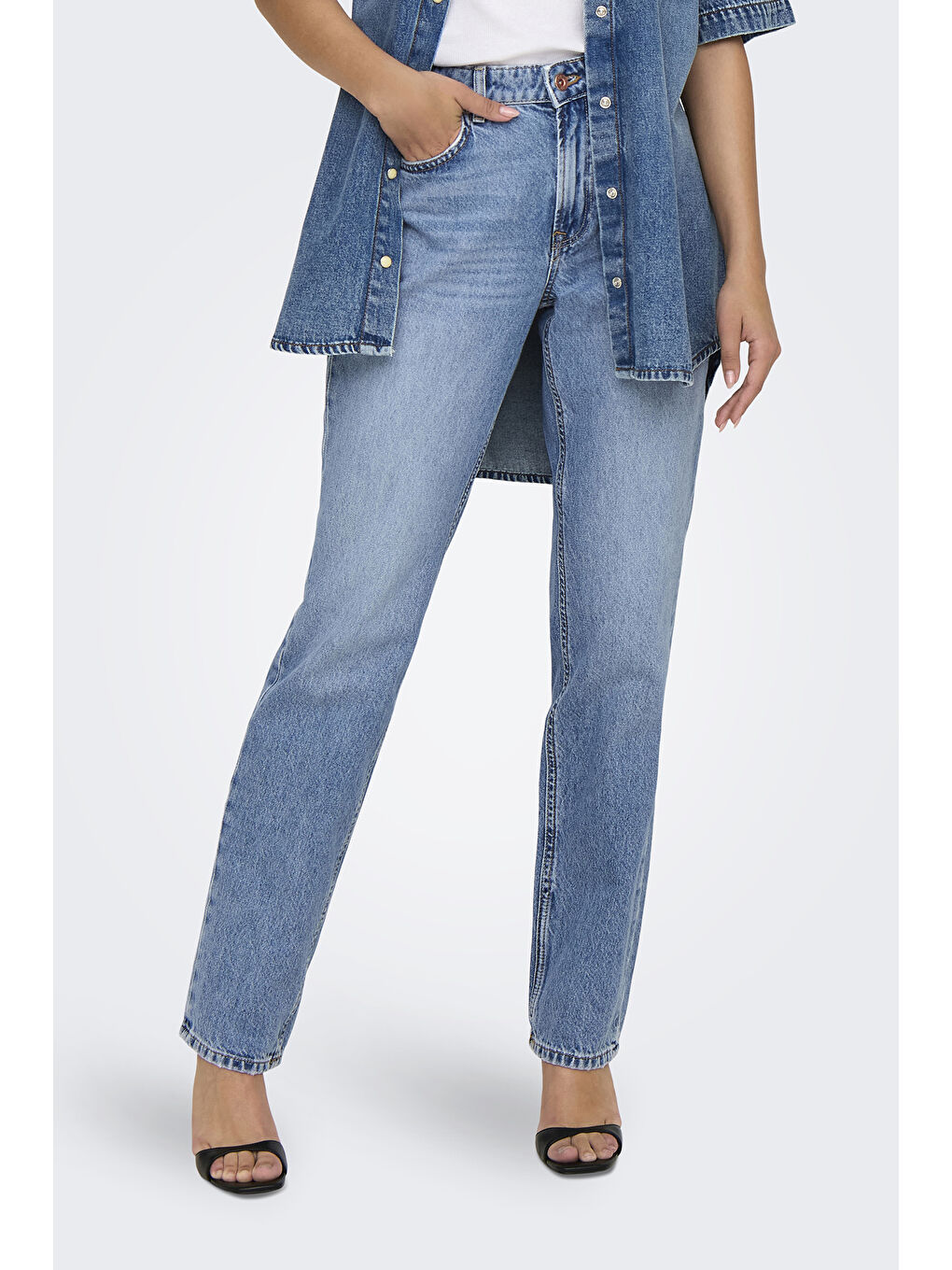 Only Mavi Onlbrenda % 100 Pamuk Regular Fit Yüksek Bel Jeans 15345428 - 1