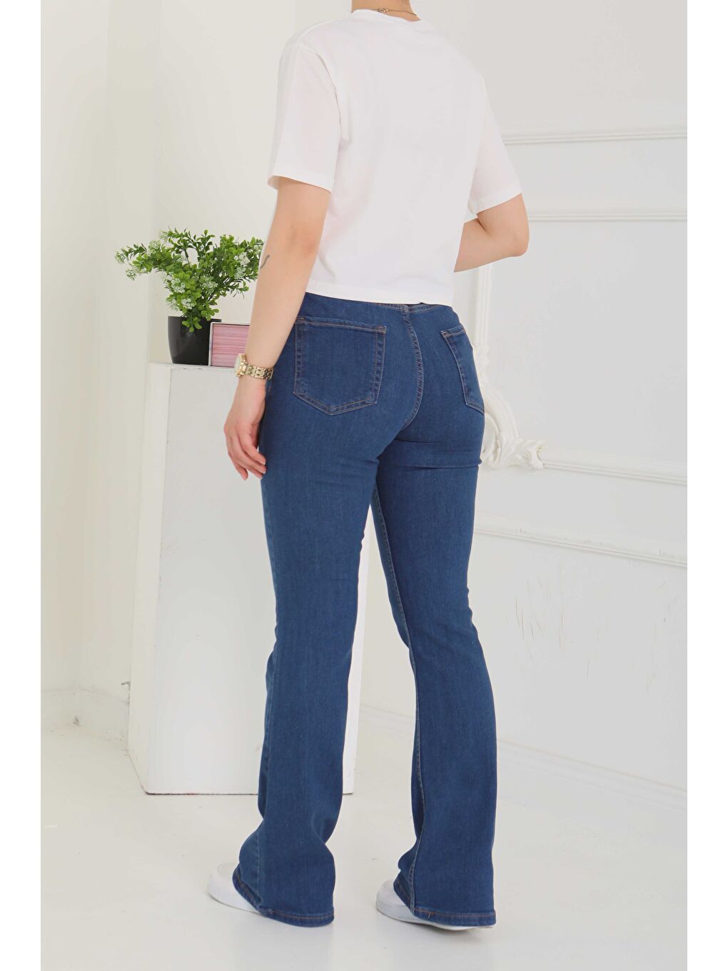 İspanyol Paça Jean Pantolon Koyu Mavi   26825-7