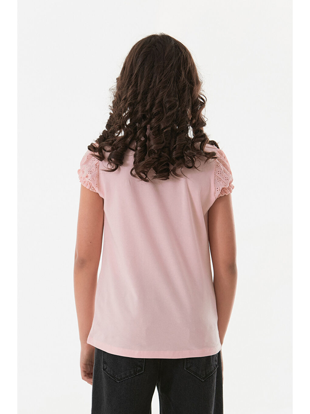 Pembe Nakışlı F Harf Armalı Kız Çocuk Bluz-4