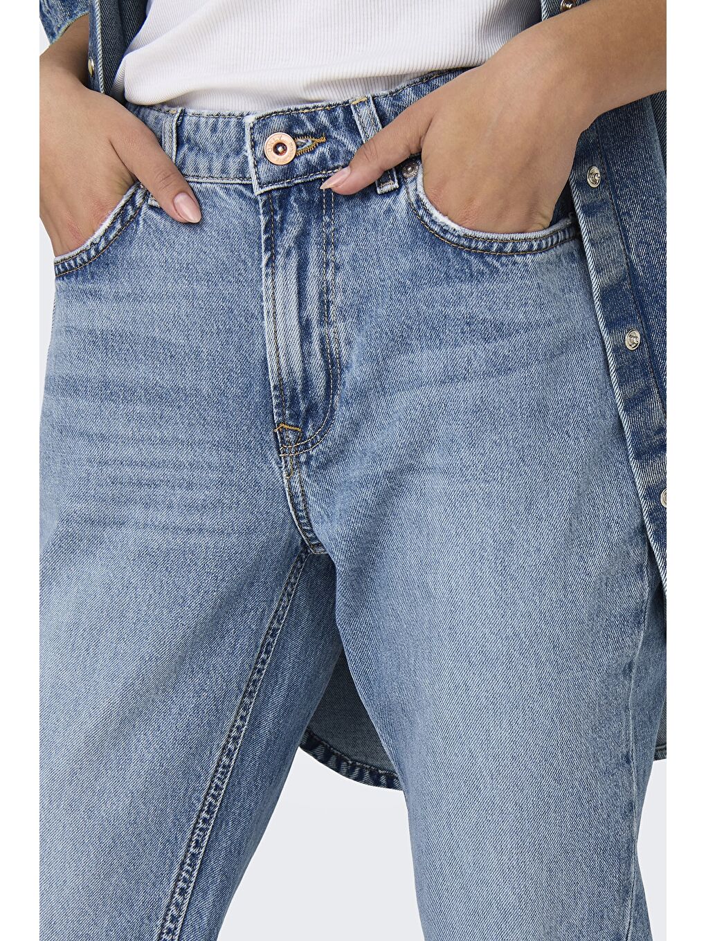 Only Mavi Onlbrenda % 100 Pamuk Regular Fit Yüksek Bel Jeans 15345428 - 3