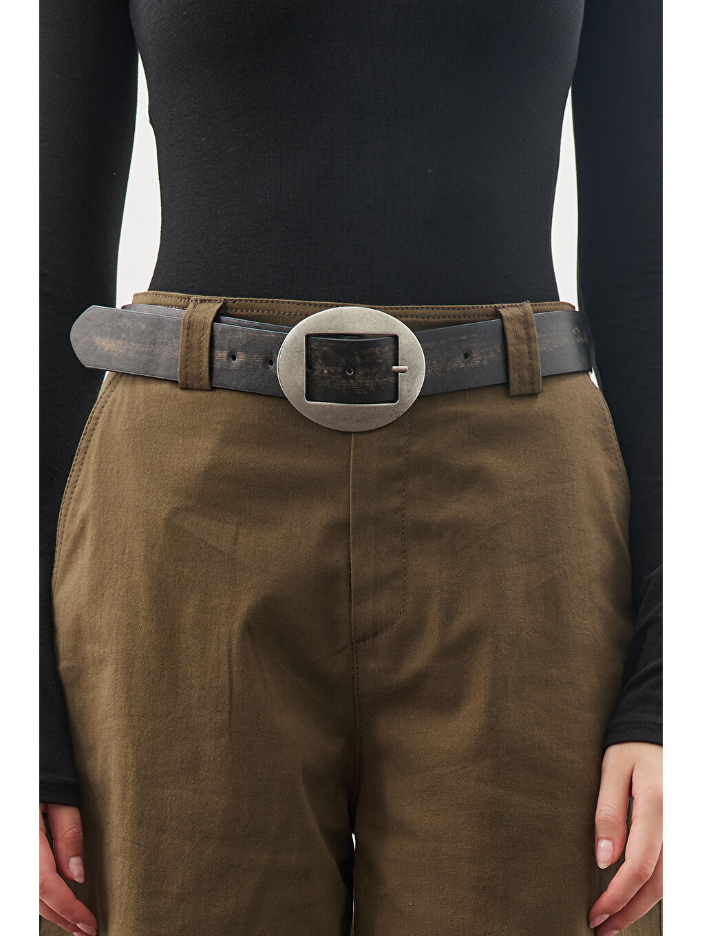 Büyük Oval Tokalı Kemer Siyah-2