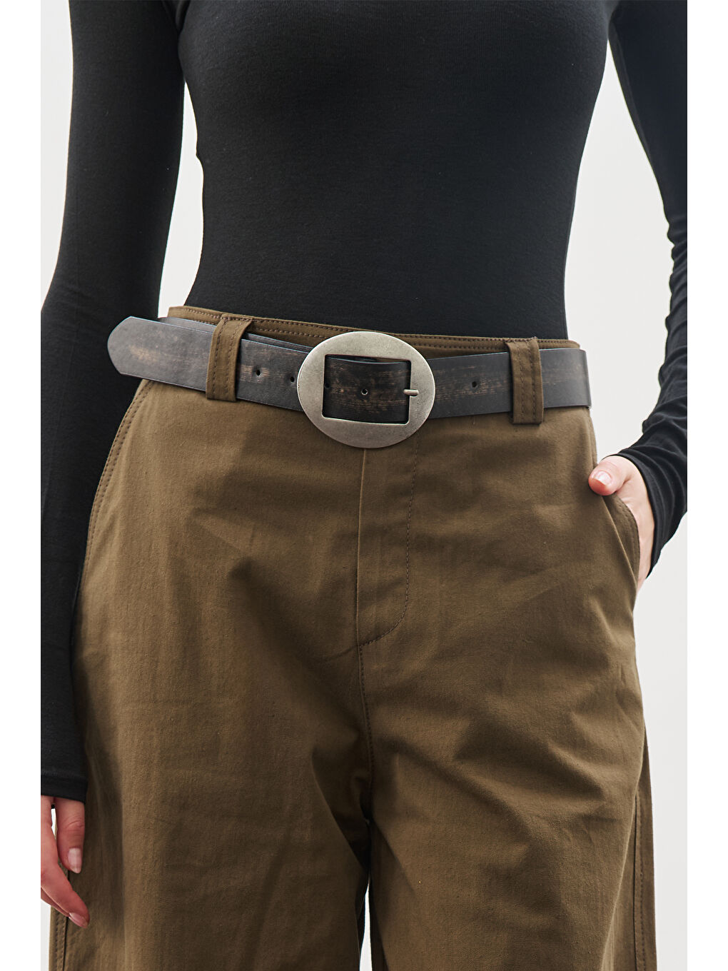 Büyük Oval Tokalı Kemer Siyah-3