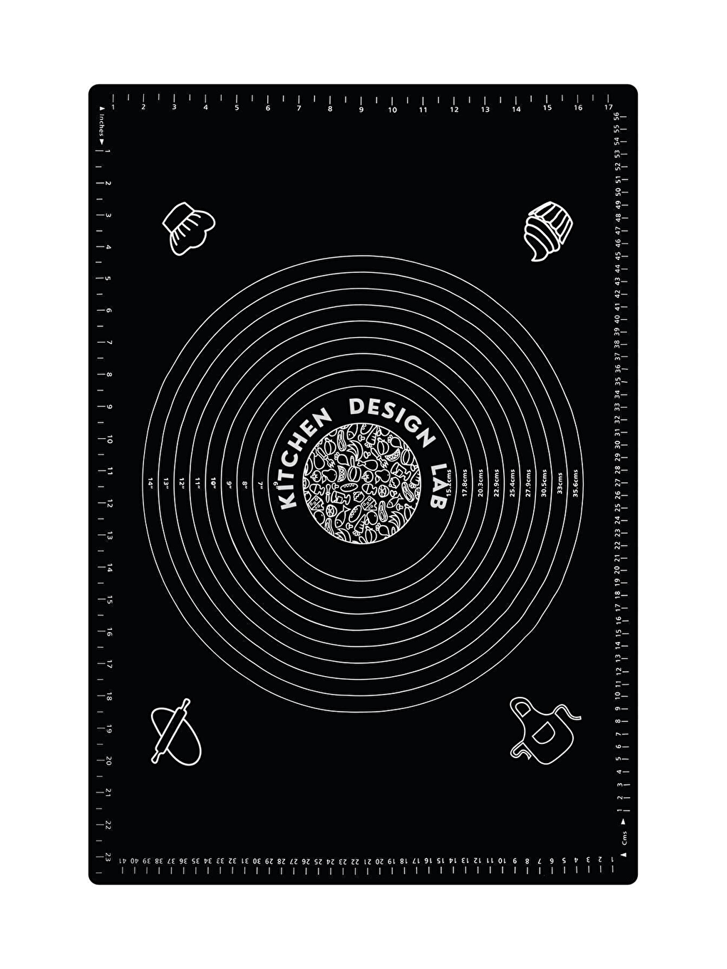 2'li Set Siyah 45x65 Cm Silikon Hamur Açma Matı Ve Siyah Silikon Merdane 42 Cm-1