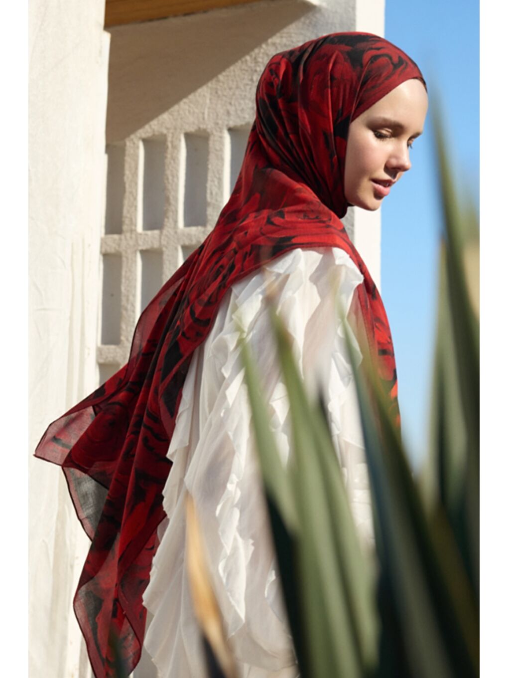 Deluxe Summer Şal Rose Bordo-2