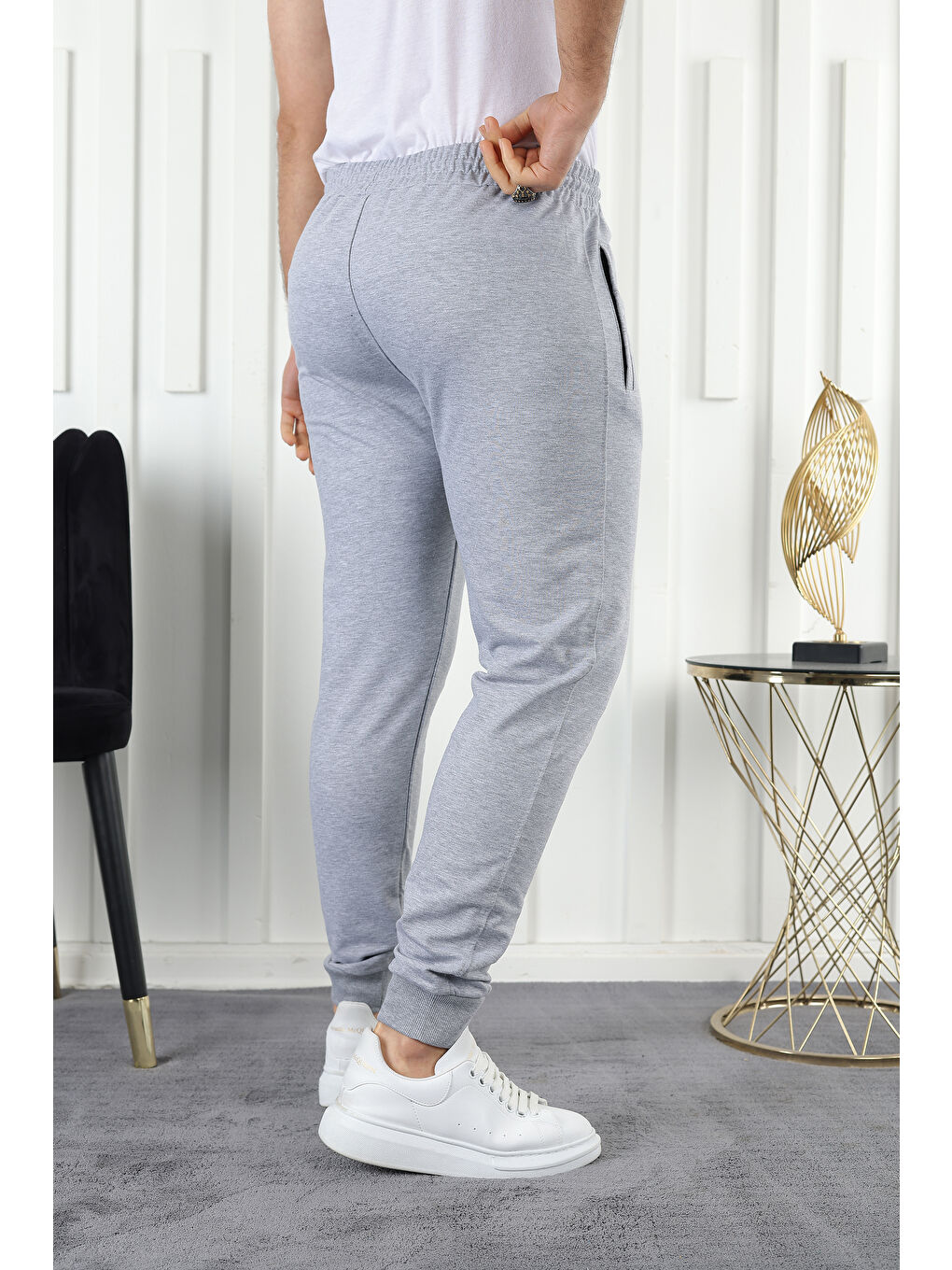 Gri Slim Fit Jogger Erkek Jogger Eşofman Altı-3