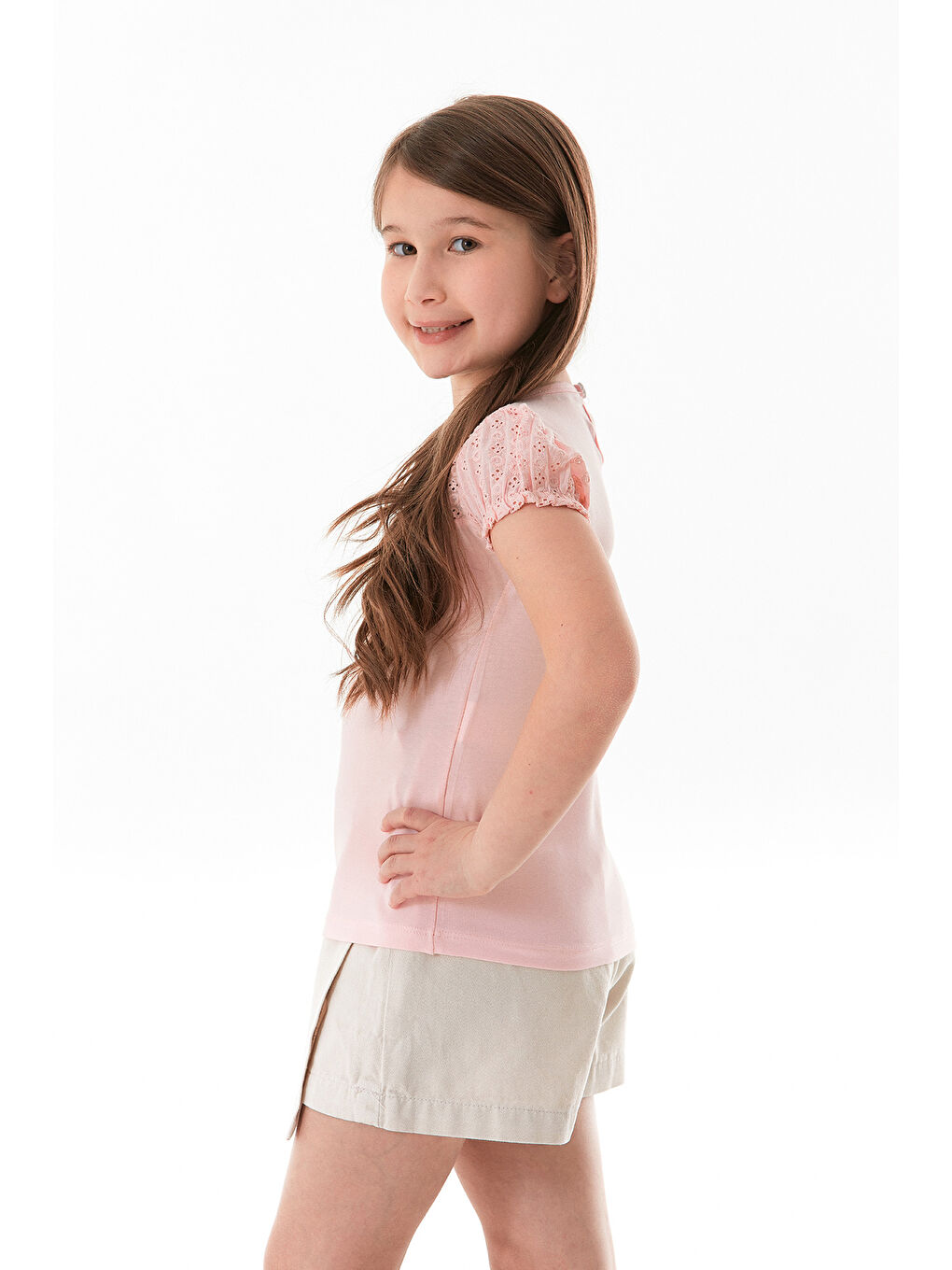 Pembe Fiyonk Detaylı Kız Çocuk Bluz-4