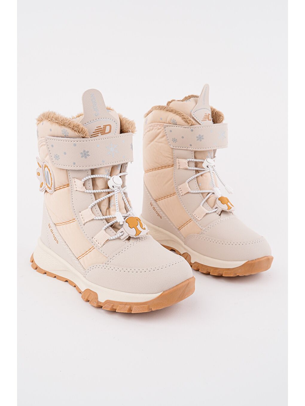 Bej TWİNKLE İçi Kürklü Bağcıklı ve Cırtlı Kız Çocuk Bot-1