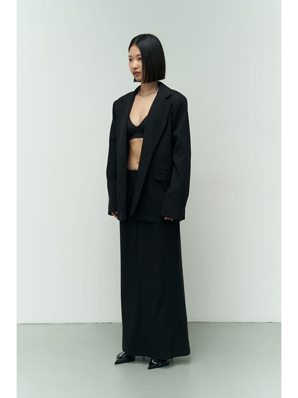 Bruno Çizgili Siyah Etek-1