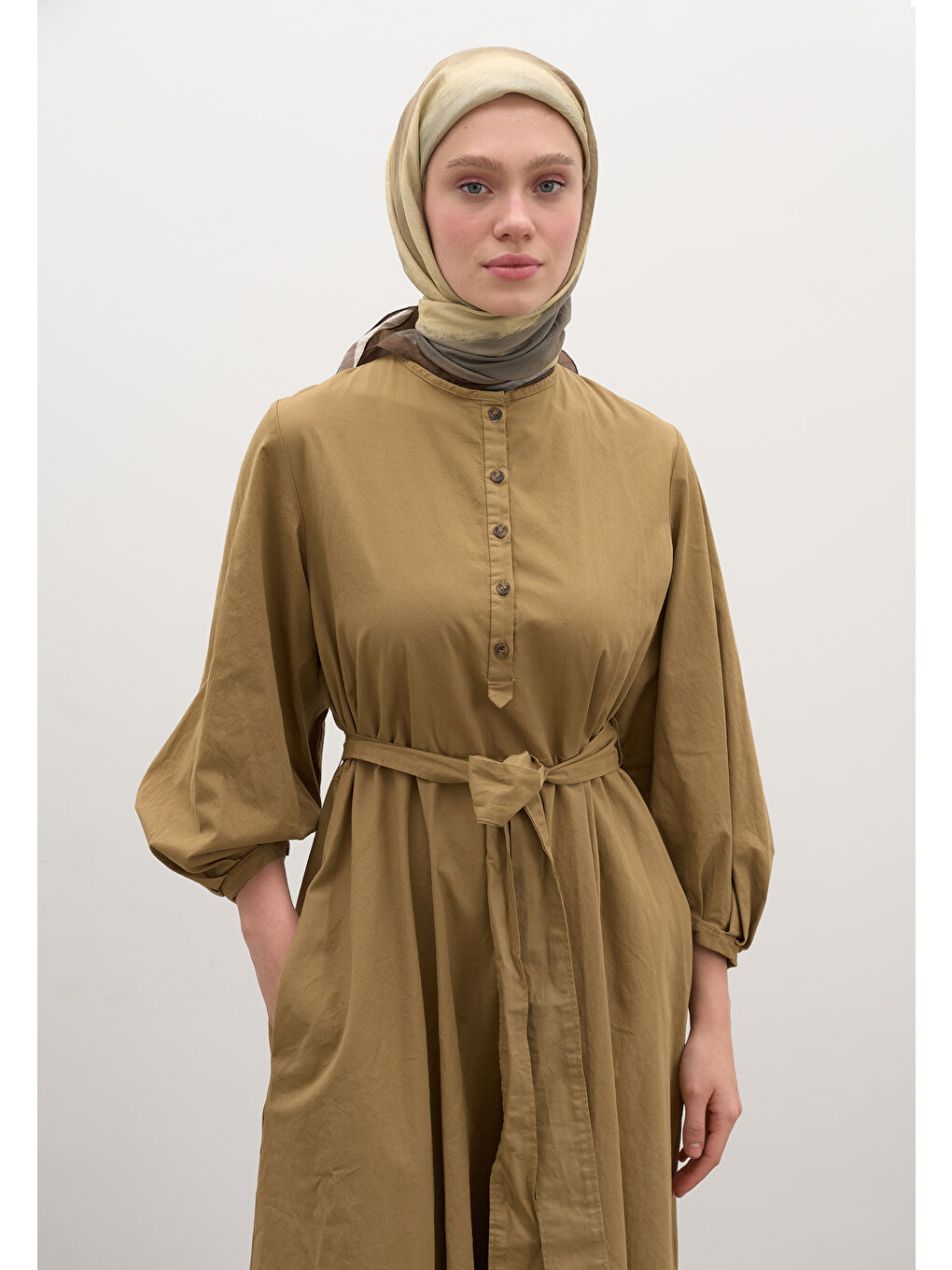 Gri Ombre Desen Pamuklu Viskon Eşarp Füme-2