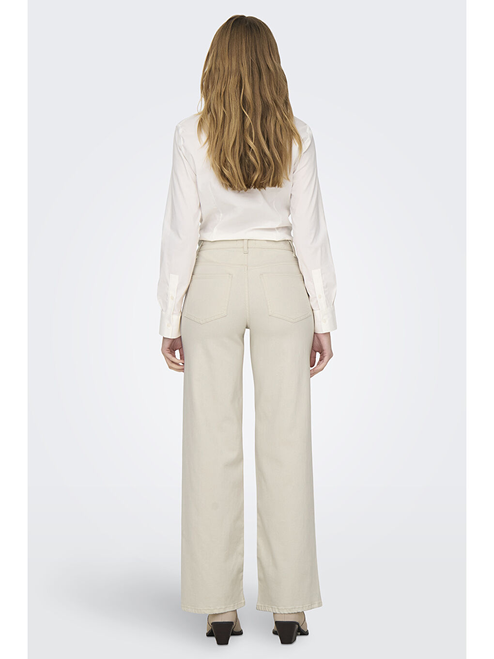 Ekru Onlmadison Streç Pamuklu Wide Leg Yüksek Bel Geniş Paça Jeans  15310632-4