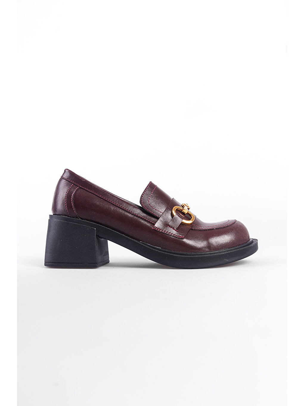 Bordo Maureen Metal Tokalı Kadın Loafer Ayakkabı-1