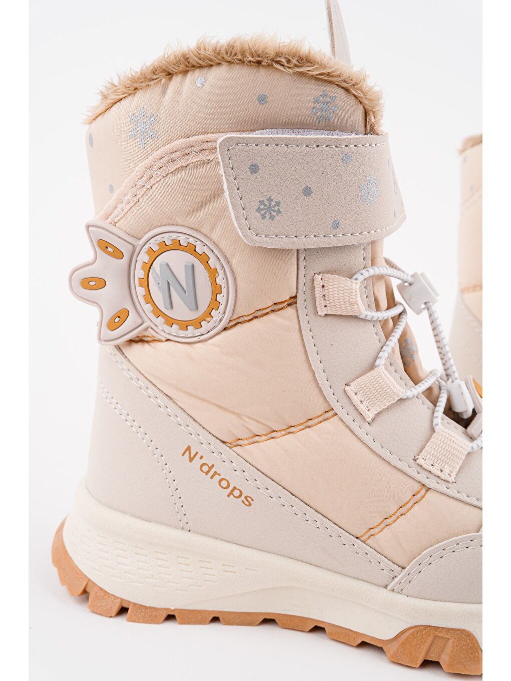 Bej TWİNKLE İçi Kürklü Bağcıklı ve Cırtlı Kız Çocuk Bot-5