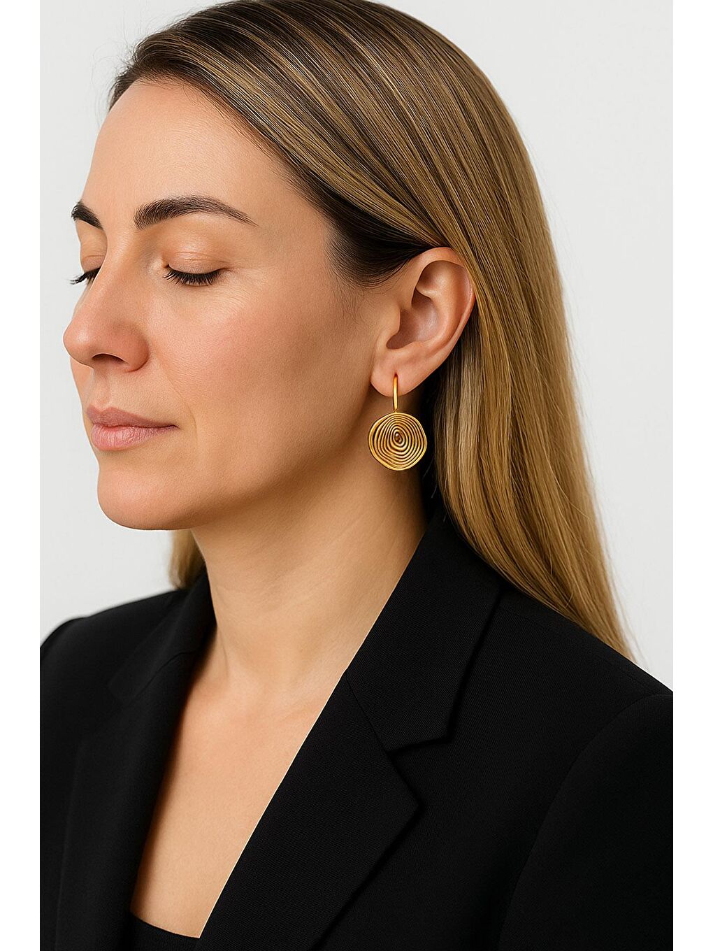 Sarı Altın Kaplama Vintage Küpe