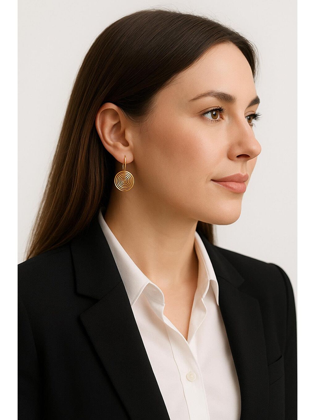 Sarı Altın Kaplama Vintage Küpe-3