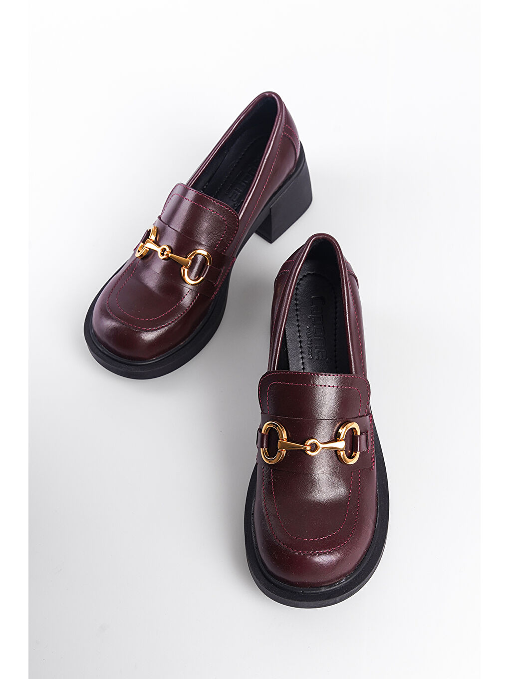 Bordo Maureen Metal Tokalı Kadın Loafer Ayakkabı-3