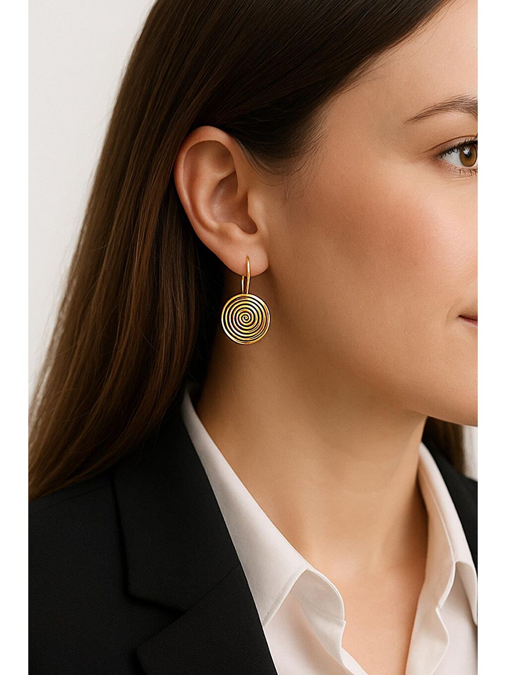 Sarı Altın Kaplama Vintage Küpe-1