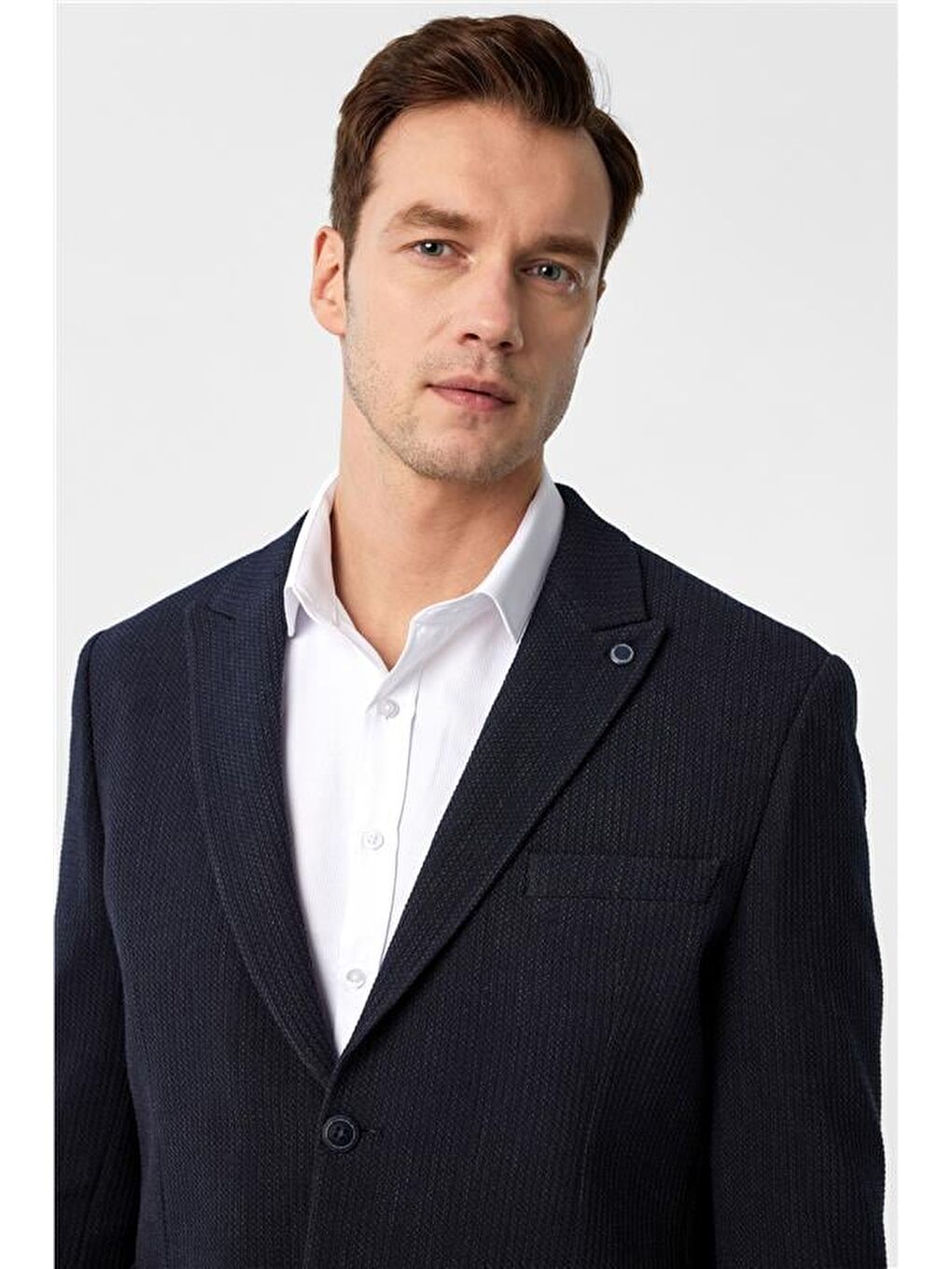 Lacivert Regular Desenli 4 Drop Ceket-1