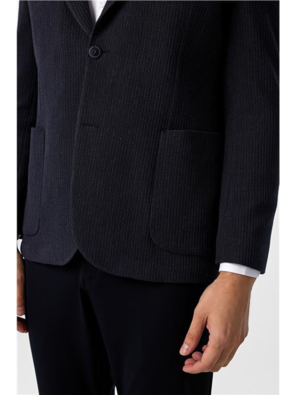 Lacivert Regular Desenli 4 Drop Ceket-4