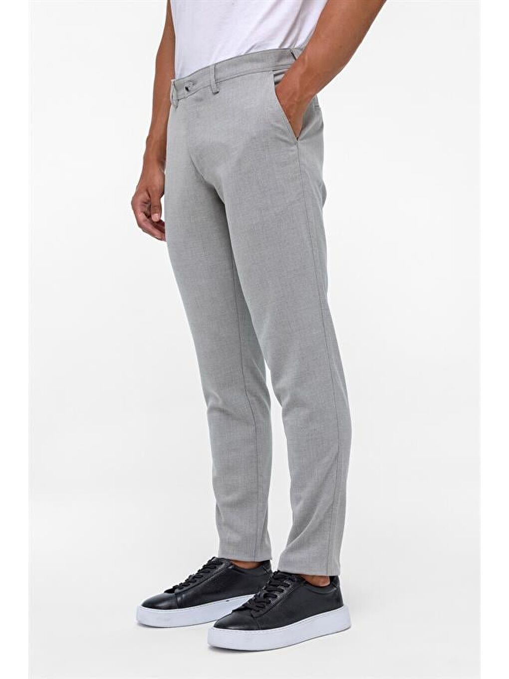 Gri Slim Desenli Pantolon-1