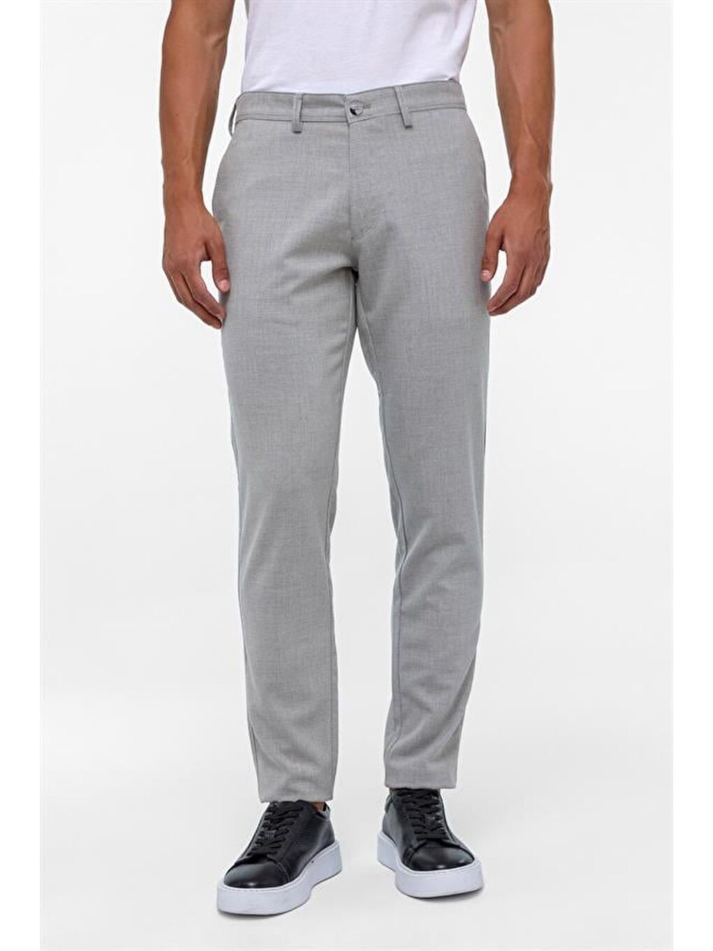 Gri Slim Desenli Pantolon-2