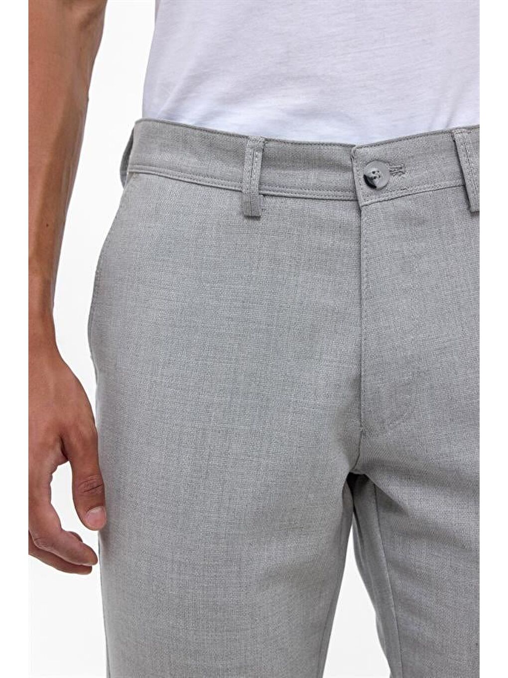 Gri Slim Desenli Pantolon-3